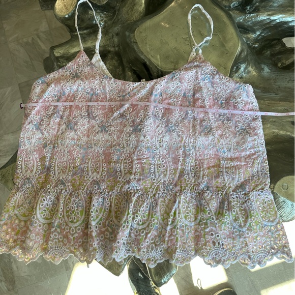 Feather Bone by Anthropologie. Eyelet Cropped Top. Overlap opening in back. - Picture 10 of 15